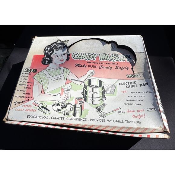 Rare Antique LITTLE LADY Toy Electric Candy Set by Metal Ware Corp Complete!